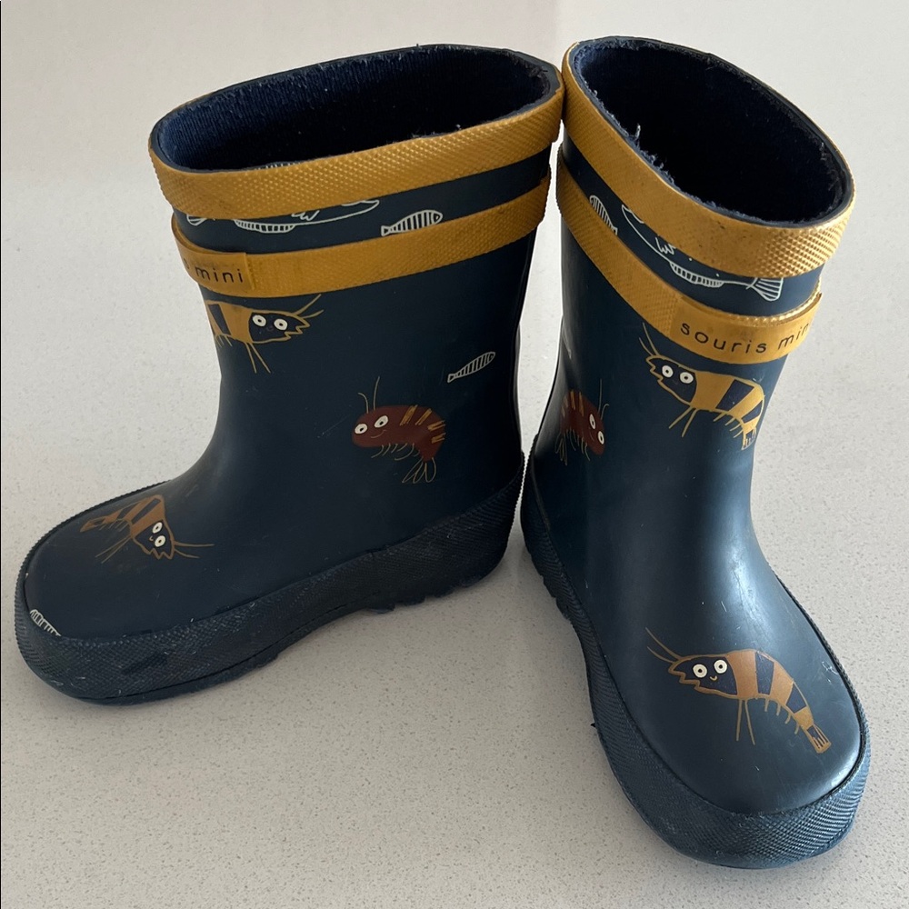 Souris Mini Kids Rain Boots with Fish Design